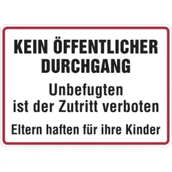 Hinweisschild, Kein öffentlicher Durchgang, 250x350mm, Alu geprägt - 350x250x0.45 mm Aluminium geprägt