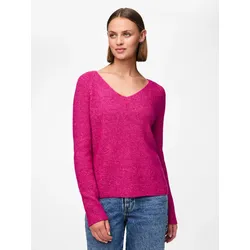 V-Ausschnitt-Pullover »PCELLEN LS V-NECK KNIT NOOS BC«, mit Wolle, Gr. L (40), Festival Fuchsia, , 47202561-L