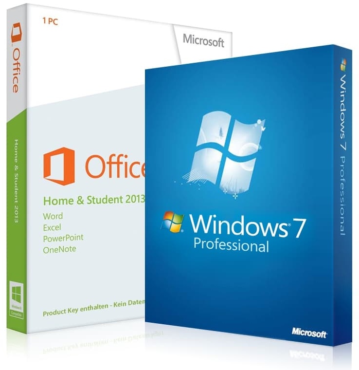 Windows 7 Professional + Office 2013 Home & Student Download 32/64 Bit
