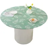 Wedhapy Runde Tischdecke mit Gummizug, 60 Zoll wasserdichte runde Tischdecke, rutschfeste elastische Tischdecken mit Flanellrückseite für 43,31 55,12 Zoll runde Tische. Runde Tischdecke mit Gummizug
