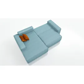 mebloland Ecksofa TOR mit Schlaffunktion. Farbe: Lagoon. - Blau