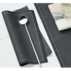 Stoffservietten auf Rolle in schwarz, Cocktailserviette 11,7x11,7 cm aus Stoff, 1 Rolle = 100 Servie