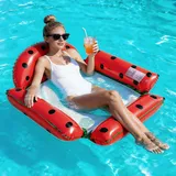 Aufblasbare Wasserliege Pool Wasserhängematte mit Kopfstützen Wassermelone groß