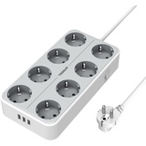 TESSAN Steckdosenleiste mit USB, 8 Fach Mehrfachsteckdose, 11 in 1 Steckerleiste Extension Cord, Verteilersteckdose mit Schalter, Mehrfachstecker Verlängerungskabel 2m,Power Strip 3600W für Büro, Weiß