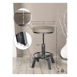 CLP 2er Set Sitzhocker Destin mit Kunstlederbezug I Hocker im Industrial Design I gepolstert und höhenverstellbar