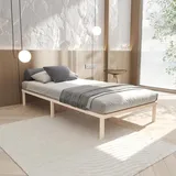 Hansales Bettgestell 90x200 cm Tallina mit Lattenrost, Futonbett aus Massivholz mit Rollrost, stabiles Holzbett belastbar bis 250 kg, FSC®-zertifiziertes Einzelbett mit Lattenrost.