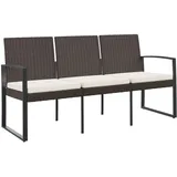 vidaXL Gartenbank 3-Sitzer mit Kissen 110 x 60 x 85 cm Braun