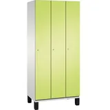 C+P Umkleidespind Cambio auf Füßen, 3 Abteile, H1980xB900xT525mm Front Viridingrün Korpus Lichtgrau