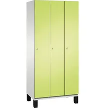 C+P Umkleidespind Cambio auf Füßen, 3 Abteile, H1980xB900xT525mm Front Viridingrün Korpus Lichtgrau