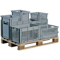 Lockweiler Aufbewahrungsbox Transportstapelbehälter L600xB400xH170mm grau PP Durchfassgr.Seitenwände durchbrochen