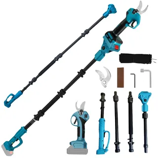 2 in 1 Akku Astschere mit 2M Verlängerungsstange, Max 30 mm Schnittdurchmesser Akku Astschere Kompatibel mit Makita 21V, Bürstenloser Motor für Baumbeschneidung, Astschneider für Gärten,Ohne Akku