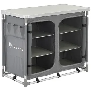 Juskys Campingküche Ruda - Outdoor Küche faltbar mit Schrank - Campingschrank für Zelt - Grau