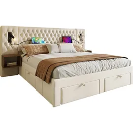 stilvora Polsterbett 160 x 200 cm Beige