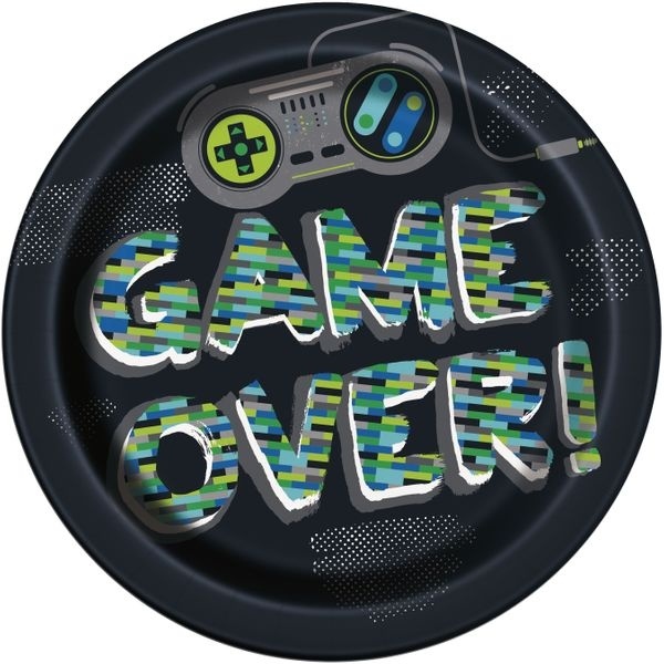 8 große Teller Gamer Geburtstag `Game Over`