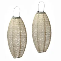 MARELIDA LED Solar Lampions oval Blumenmuster beige 40cm -
