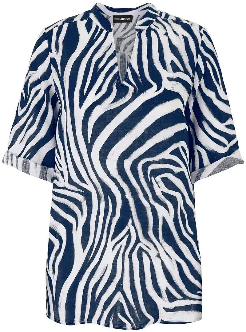 Long-Bluse 3/4-Arm Doris Streich blau, 44