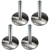 Gedotec Verstellschraube M10 Regulierschrauben Möbel-Schrauben Verstellfüße rund für Tischbeine & Möbelfüße | Fuß-Teller Ø 50 mm | Stellfuß Gewinde 60 mm | 4 Stück - Maschinenfuß Edelstahl Gewinde