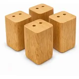Vershy 4X Möbelfüße Buche/Eiche Massivholz 9cm – Sofafüße eckig gerade Eiche Geölt – Holz Möbelbeine zum Anschrauben für Sofa, Couch, Schrank, Bett (4er Set)
