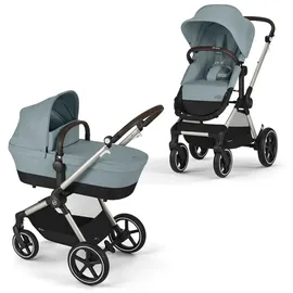 Cybex EOS Lux Kinderwagen 2-in-1, Kinderwagen), Cybex Kinderwagen Gestell: Taupe, Farbe: Stormy Blue
