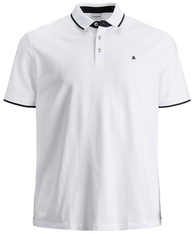 Jack & Jones Poloshirt + Fit Polo Shirt JJEPAULOS Sommer Hemd Pique (1-tlg) 3615 in Weiß blau|weiß 5XLARIZONAS