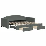 vidaXL Tagesbett Ausziehbar mit Schubladen Dunkelgrau 90x190 cm Stoff1898680