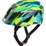 Alpina PICO - Leichter, Optimal Klimatisierter & Bruchfester Fahrradhelm Mit Fliegennetz Für Kinder, neon-green blue gloss, 50-55 cm