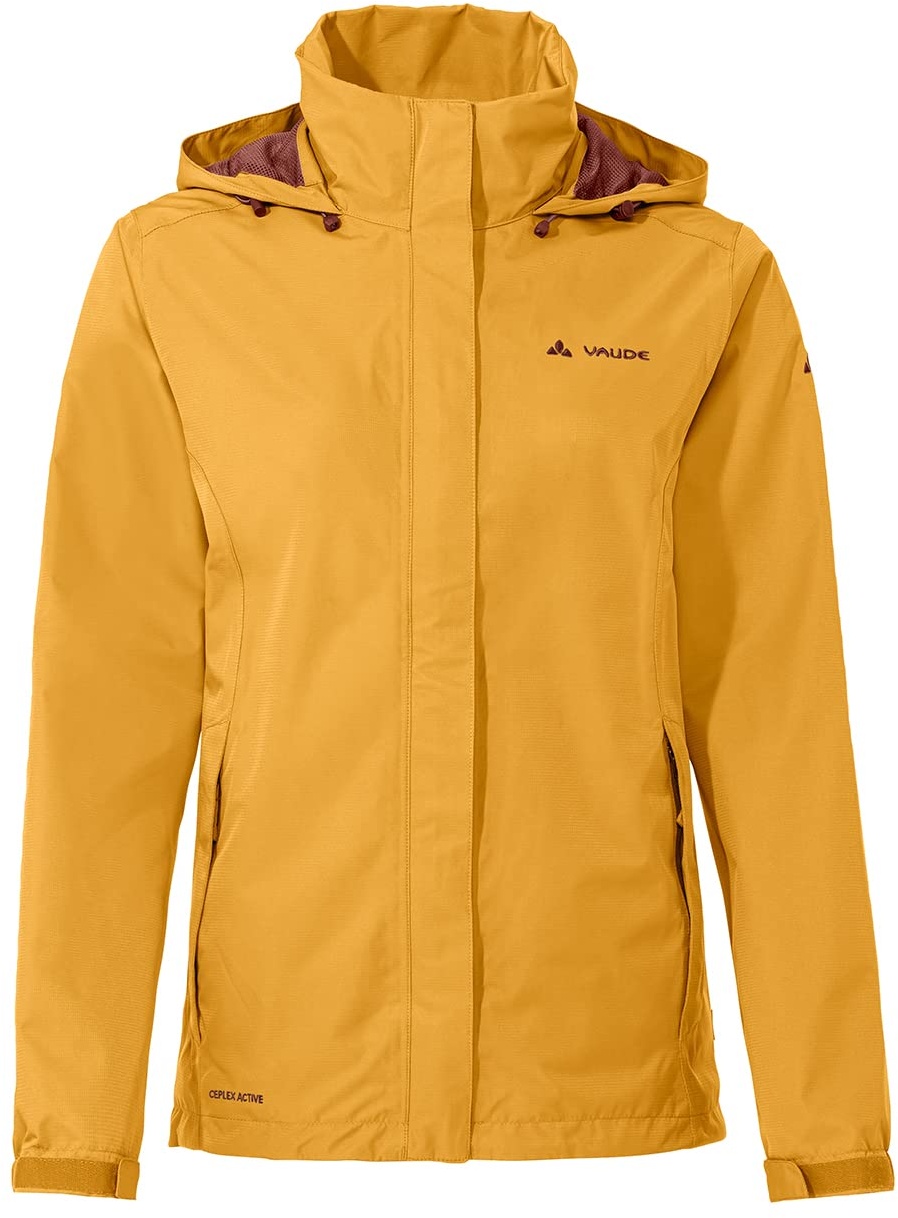 VAUDE Regenjacke Damen leicht - Women's Escape Light Jacket gelb, wasserdichte Outdoor-Jacke, atmungsaktiver Windbreaker mit Kapuze, Klimaschonende Wanderjacke, 36