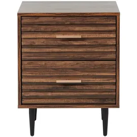 Beliani Nachttisch, Braun, Holzwerkstoff, 2 Schubladen, 48x60x40 cm, Wohnzimmer, Wohnzimmertische, Beistelltische