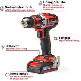 Einhell TE-CD 18/40 Li inkl. 2 x 2 Ah + 69-tlg. Zubehör