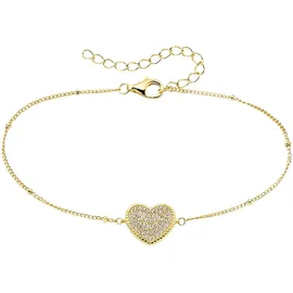 aniston jewelry & watches Armband "Schmuck Geschenk Silber 925 Armkette Herzchen", gold (gelbgoldfarben, kristallweiß, kristallweiß), ANISTON JEWELRY & WATCHES, Armbänder, Damen, 22cm, Silber 925 (Sterlingsilber), Armband, mit Zirkonia (synth.)