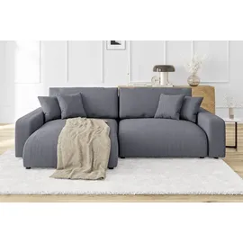 s-style möbel Leon Ecksofa mit Bettfunktion und Bettkasten Grau