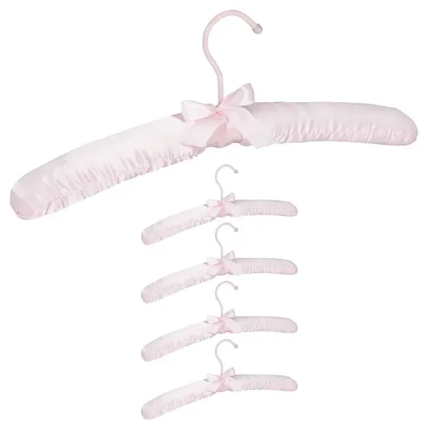 Relaxdays 15x Kleiderbügel Satin rosa Rosa