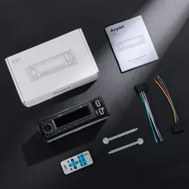 aototeck Autoradio Bluetooth 5.0,Autoradio mit Bluetooth Freisprecheinrichtung,7 Farben FM Autoradio 1 Din mit 2