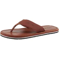 Zehentrenner TOMMY HILFIGER "HILFIGER LEATHER BEACH SANDAL", Herren, Gr. 44, braun, Baumwolle, unifarben, sportlich, Schuhe, Dianette, Sommerschuh, Strandschuh mit Logo
