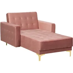 Chaiselongue Samtstoff rosa / gold ABERDEEN