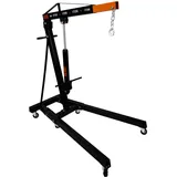 Motorkran, 2 Tonnen, 2000 kg, hydraulischer Pumpengriff, klappbare Beine, Hebebühne, Wagenheber, Standgriff, 6 robuste Räder, Werkstatt, Garage, 4 JIB-Positionen, schwarz pulverbeschichteter Stahl