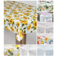 Laro Wachstuch-Tischdecke Wachstischdecke Gartentischdecke, Muster:Sonnenblumen Sonnenfreude Gelb Weiß, Größe:140x280
