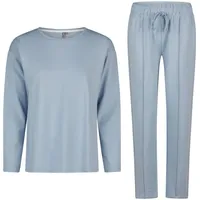 By Louise Schlafanzug Damen Hausanzug Loungewear Homewear Set Langarm & Hose – Hellblau blau L