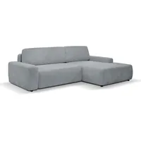 WERK2 Ecksofa »Bully L-Form«, Curvy Trend Ecksofa mit Schlaffunktion in weichem Cord, grau