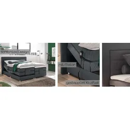 ed-lifestyle polstermöbel Saba Boxspringbett 120x200cm inkl. Motor Dunkelgrau, Ausführung:Variante 2 - Schwarz