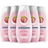 Schauma Schwarzkopf Reparatur-Shampoo Nutri Glanz (5x 400 ml), Haarshampoo repariert und regeneriert geschädigtes Haar intensiv, Hair Repair Shampoo mit Erdbeer-Extrakt und Mandelmilch