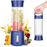 Canareen Tragbarer Mixer Smoothie Maker - 500ML Blender Mixer für Smoothies und Shakes | 4000mAh wiederaufladbarer USB Mini Mixer mit sechs Klingen | Hand Blender für Sportreise-Fitnessstudio (Blau)