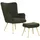 Beliani Ohrensessel VEJLE Bouclé 70 x 100 x 80 cm Dunkelgrün mit Hocker