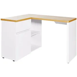 Jahnke Eckschreibtisch Cu-Libre 125 E weiß / Eichen