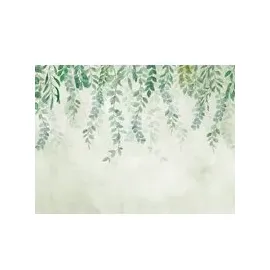 Livingwalls Fototapete Blätter creme blau grün B/L: ca. 280x371 cm - Blau, Creme, Gruen