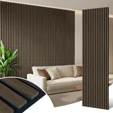 AKK-ART Akustikpaneele Holz 240x60cm-5.76m2 4 Stück Wandpaneele mit Holzfurnier & Filz,Holzpaneele Wand Acoustic Panel für Zuhause & Büro für Große Wandflächen Dunkelbraune Eiche#5