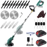 POSENPRO 3-in-1 Akku-Rasentrimmer, 20V Rasentrimmer mit 6 Metall- und 10 Kunststoffklingen, 2 x 1500mAh Akku, elektrischer Gartentrimmer zum Rasenkantenschneiden und Unkrautschneiden