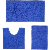 RUN HELIX Badematte Set, Weiche Chenille rutschfeste BadTeppich, 50x80 cm Badematte, 40x60cm Saugfähiges Badezimmer Teppiche 50x50 cm U Badteppich, Saphirblau