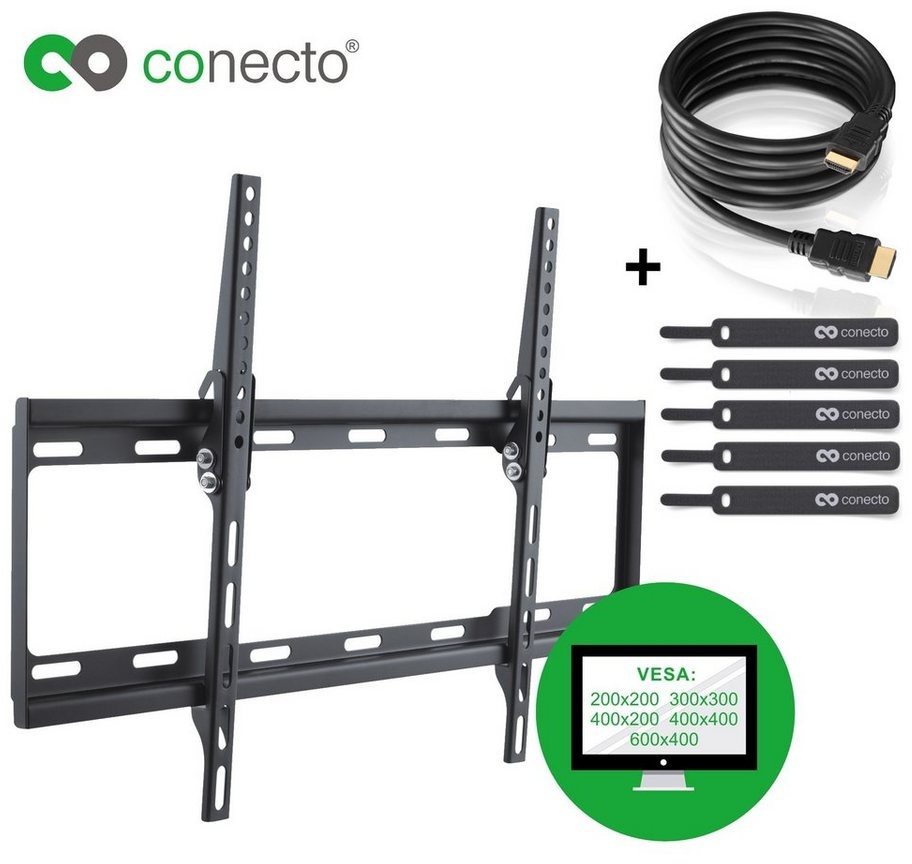 conecto TV Wandhalter für LCD LED Fernseher & Monitor TV-Wandhalterung, (bis 65 Zoll, neigbar) schwarz