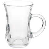 Pasabahce Keyif Türkische Teegläser Cay Bardagi Mit Henkel Griff, 6 Stück aus Glas transparent